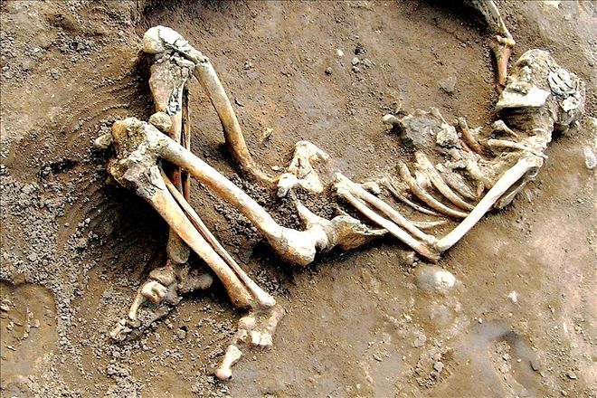 Eski mezarlık yerinde insan iskeleti bulundu