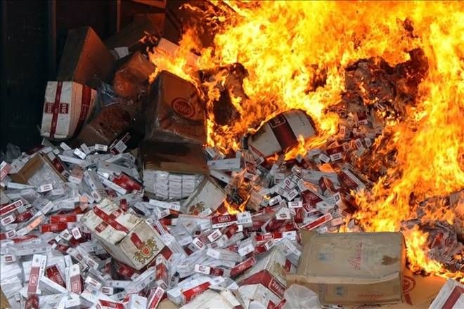 40 bin paket kaçak sigara imha edildi