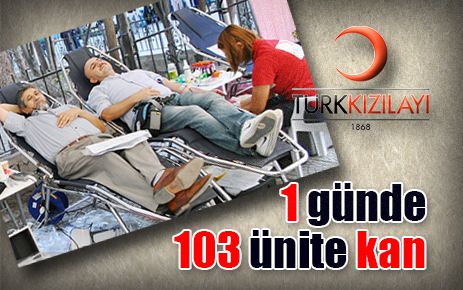 1 günde 103 ünite kan toplandı