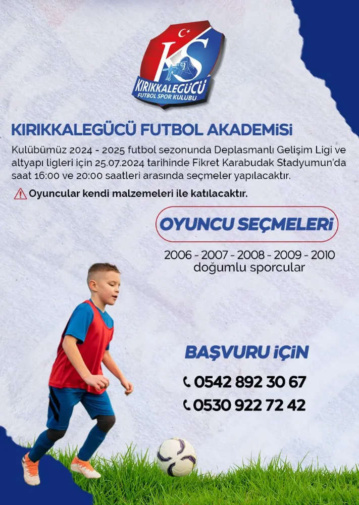 Kırıkkalegücü Futbol Akademisi başlıyor 