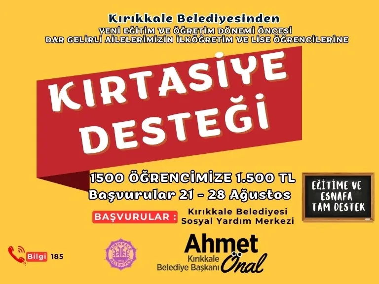 Kırıkkale Belediyesi’nden 1.500 Öğrenciye Eğitim Desteği