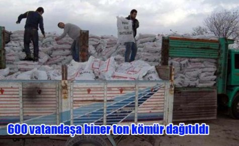 600 vatandaşa biner ton kömür dağıtıldı