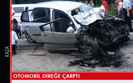 Otomobil direğe çarptı